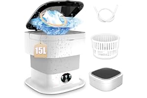 TAEYONK Portable Washing Machine, 15L Upgraded Mini Washing Machine and Spin Basket Deep Cleaning of Baby Clothes or Underwear, Small Foldable Washing machine for Apartments, Camping, Travel Laundry (GREY)