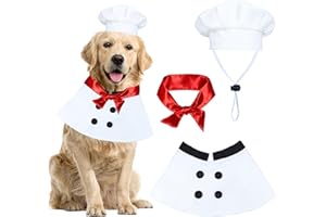 PAYHTOW Dog Chef Costume Dog Halloween Costumes, Pet Chef Hat Chef Clothes and Red Scarf Set Holiday Halloween Costumes Clothes for Small Medium Large Dogs Pets (Large)