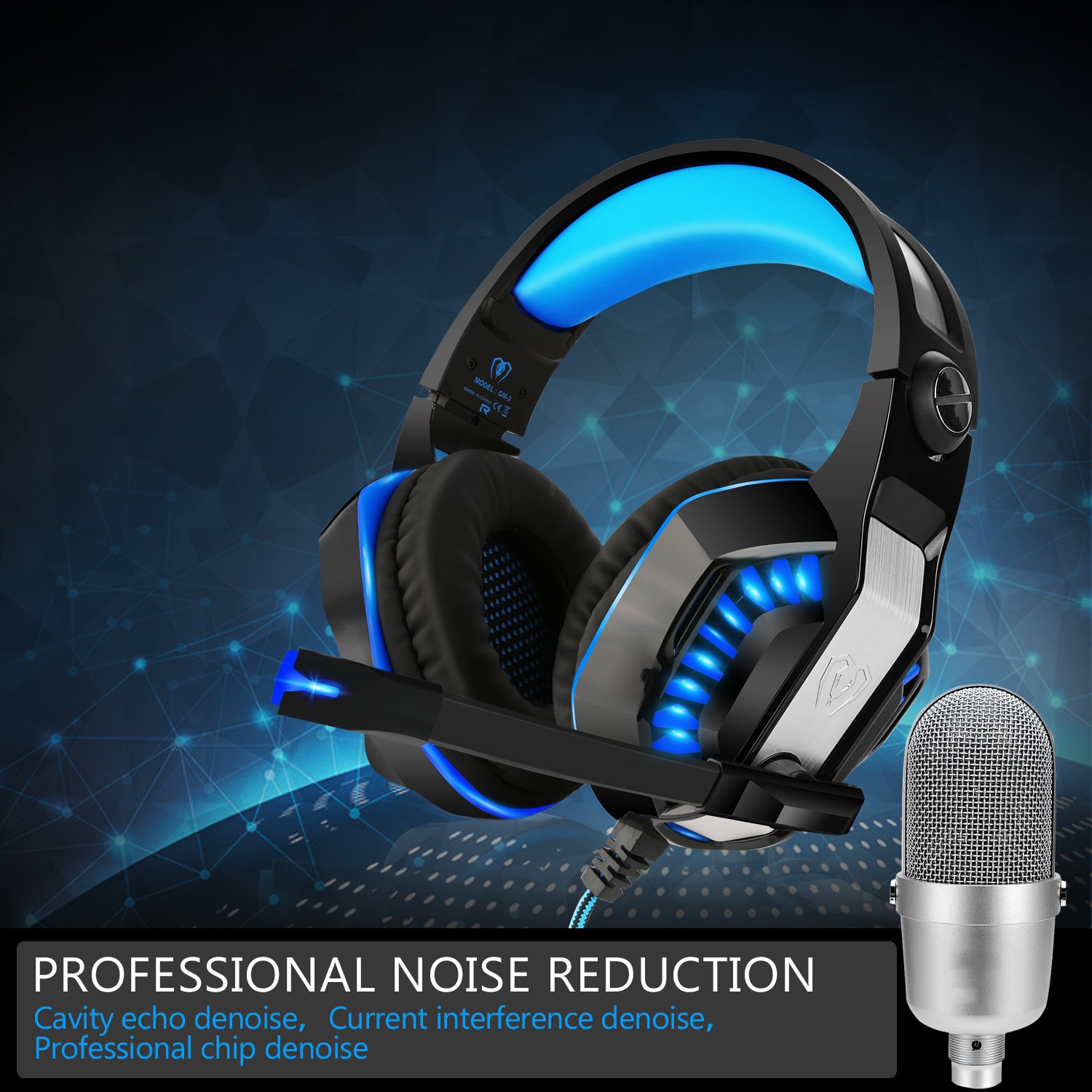 Beexcellent Casque Gaming pour PS4 3,5 mm Stéréo Gaming Headset écouteur LED Lumière Headphones avec Mic pour PS4 PC Téléphones Mobiles (Bleu)