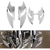 HDBUBALUS Motorcycle Floorboards CNC Tomahawk Footboards Footpegs Fit for Harley Touring Electra Glide Street Glide Road Glide Softail Dyna (F+R Floorboards Set (Chrome))