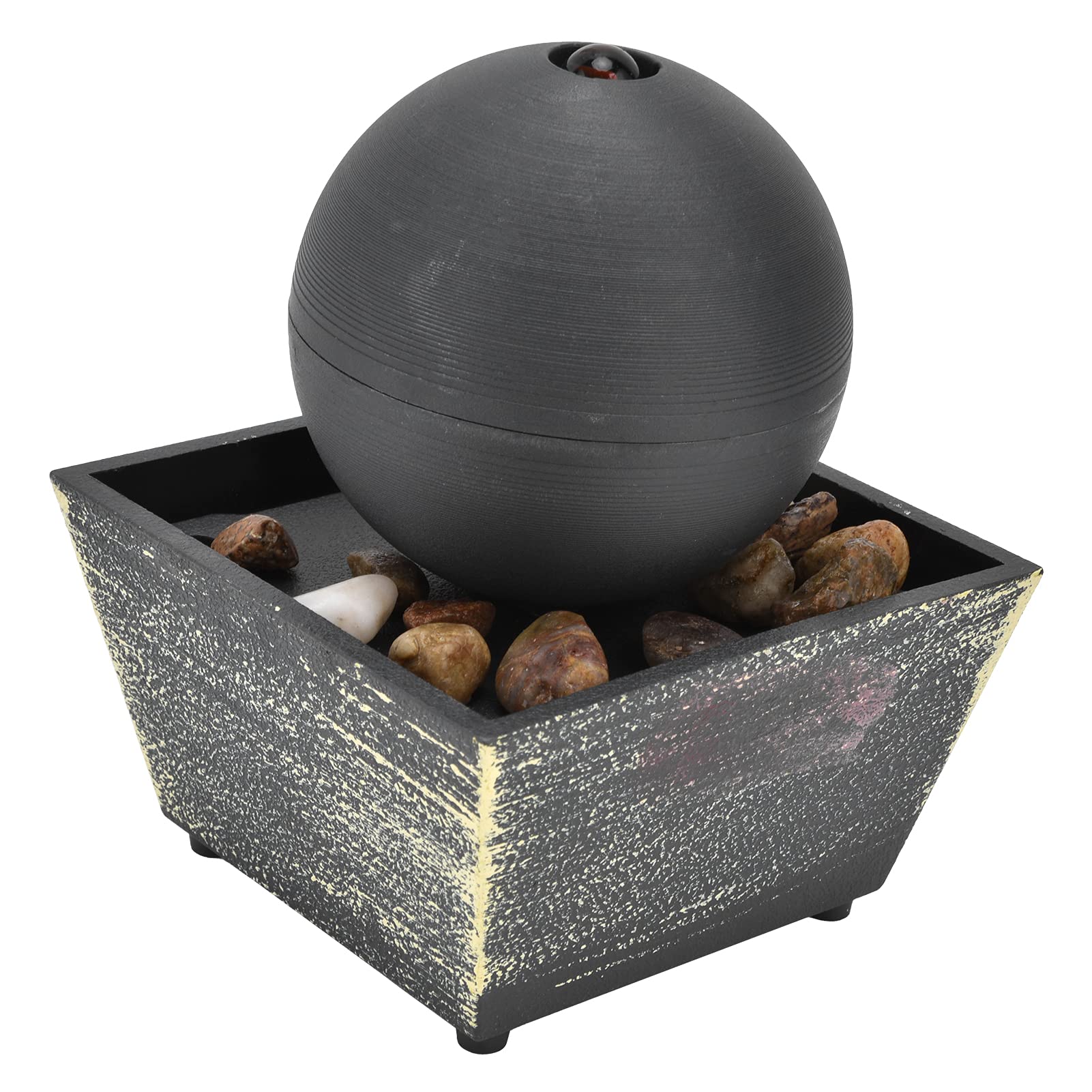 Tabletop Water Fountain,Tabletop Ball Flowing Feng Shui Zen Meditation Indoor Waterfall Feature Relaxation Desktop Fountain with LED Light for Home Office Bedroom Decoration