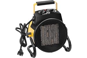 ORVELLA Greenhouse Heater with Thermostat, 1500W Outdoor Heaters for Patio, 3S Fast Heating & 3 Heat Modes, Overheat Protection, Electric Space Heater for Patio, Garage, Greenhouse, Bedroom (Yellow)