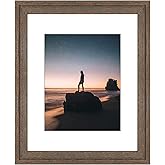 Golden State Art, 16x20 Picture Frame - Displays 11x14 Photo with Mat or 16x20 Without Mat, Wide Moulding Solid Wood Frame for Wall Display, Distressed Brown