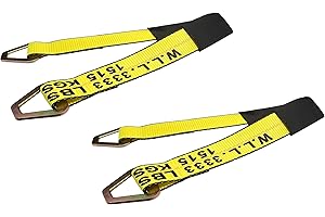 Mega Cargo Control 2 Pack of 2 x 72" Axle Strap with Protective Sleeve and D Ring, for Securing, Transport, 3333 Lb WLL