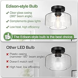 Industrial Semi Flush Mount Ceiling Light, 800