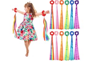 VioraWhite 12 Pcs Rainbow Dance Ribbons Rainbow Rhythm Ribbons Wrist Streamers Hand Held Rhythm Streamers Gymnastics Dance Decorations for Kid Adult, Assorted Color (0.8 x 19.7 Inch,Multicolor)