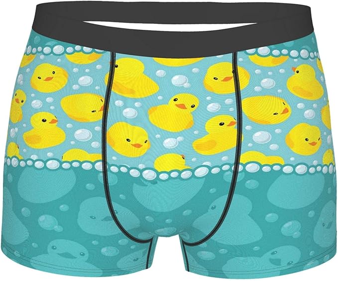 Rubber Duck Cute Aqua Yellow Duckies Underwear Mens Stretch Classic Fit