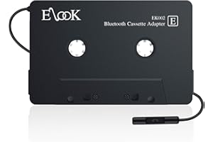 Elook Car Cassette Audio Receiver, Bluetooth Cassette Tape Adapter with Calling Function, Black