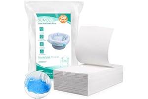 Oumee Absorbent Commode Pads for Bedside Commode Bucket, Commode Liners Pads with Absorbent Gel, Potty Liner Pads for Adults Portable Toilet Bags Bedpans (9.5 * 5.2in-120)