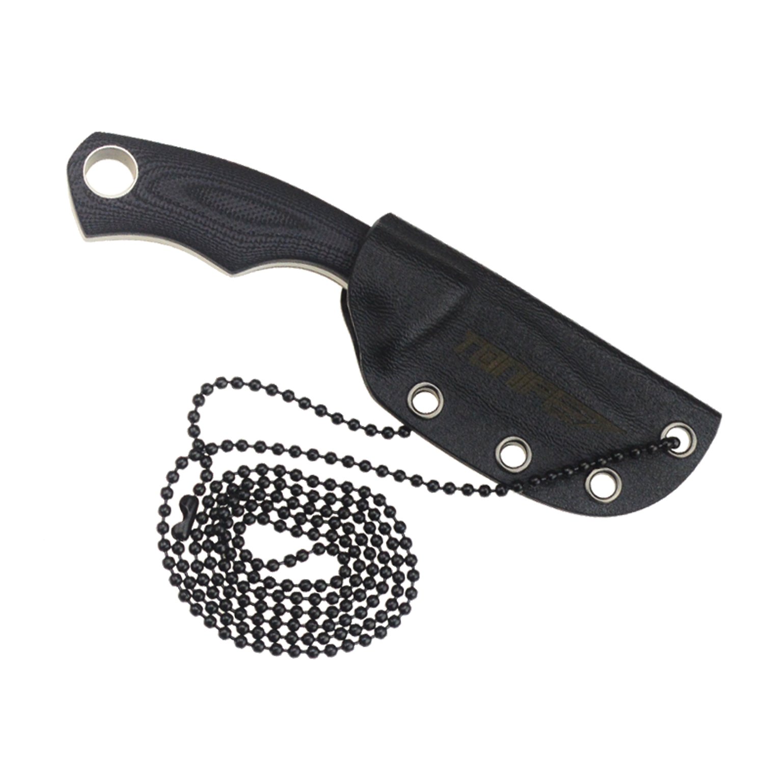 Tonife Fixed Blade Neck Knife Full Tang 4-5/8 Inch Overall with Kydex Sheath and Ball Chain