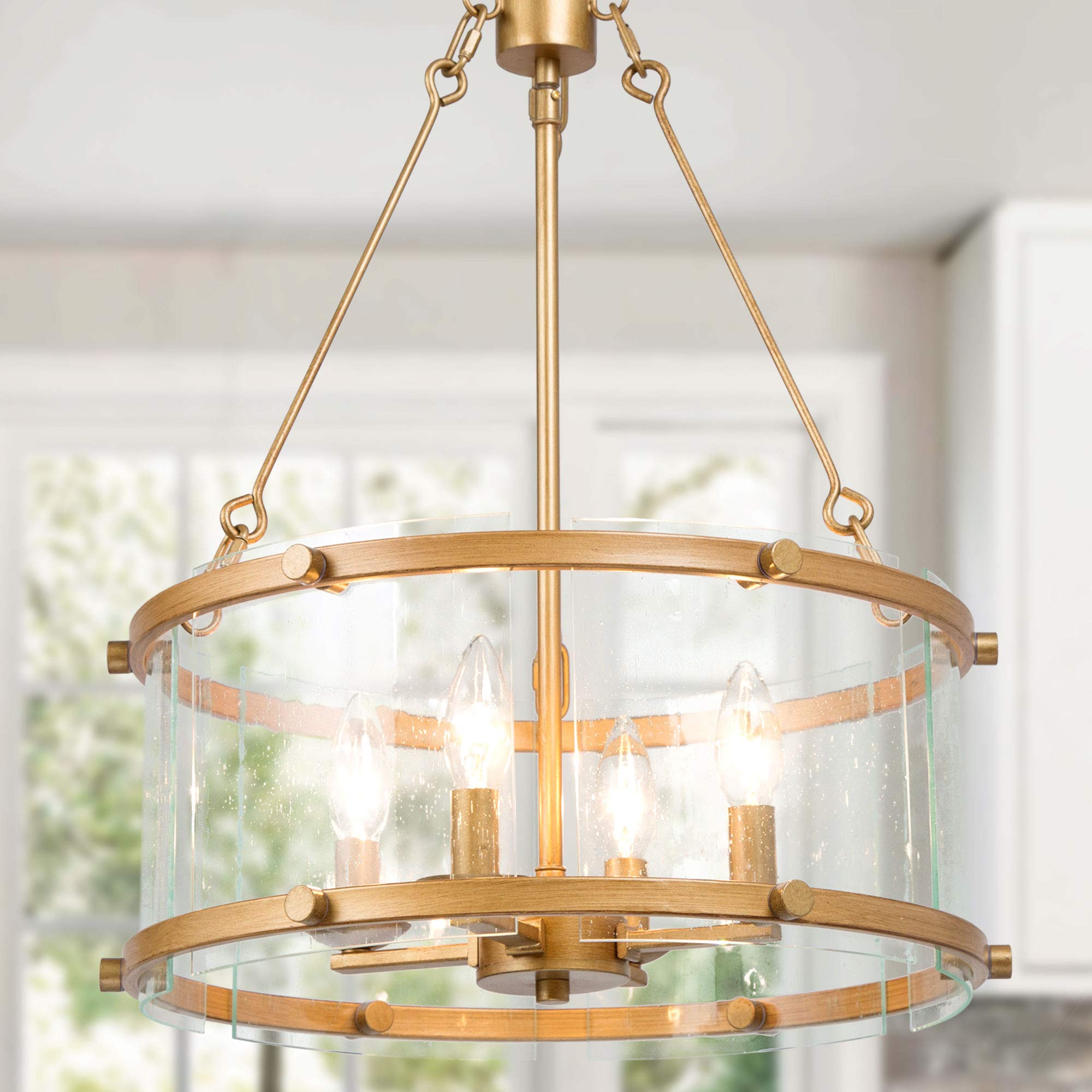 Buy Gold Chandelier, 4Light Drum Chandelier Lighting, Dining Room