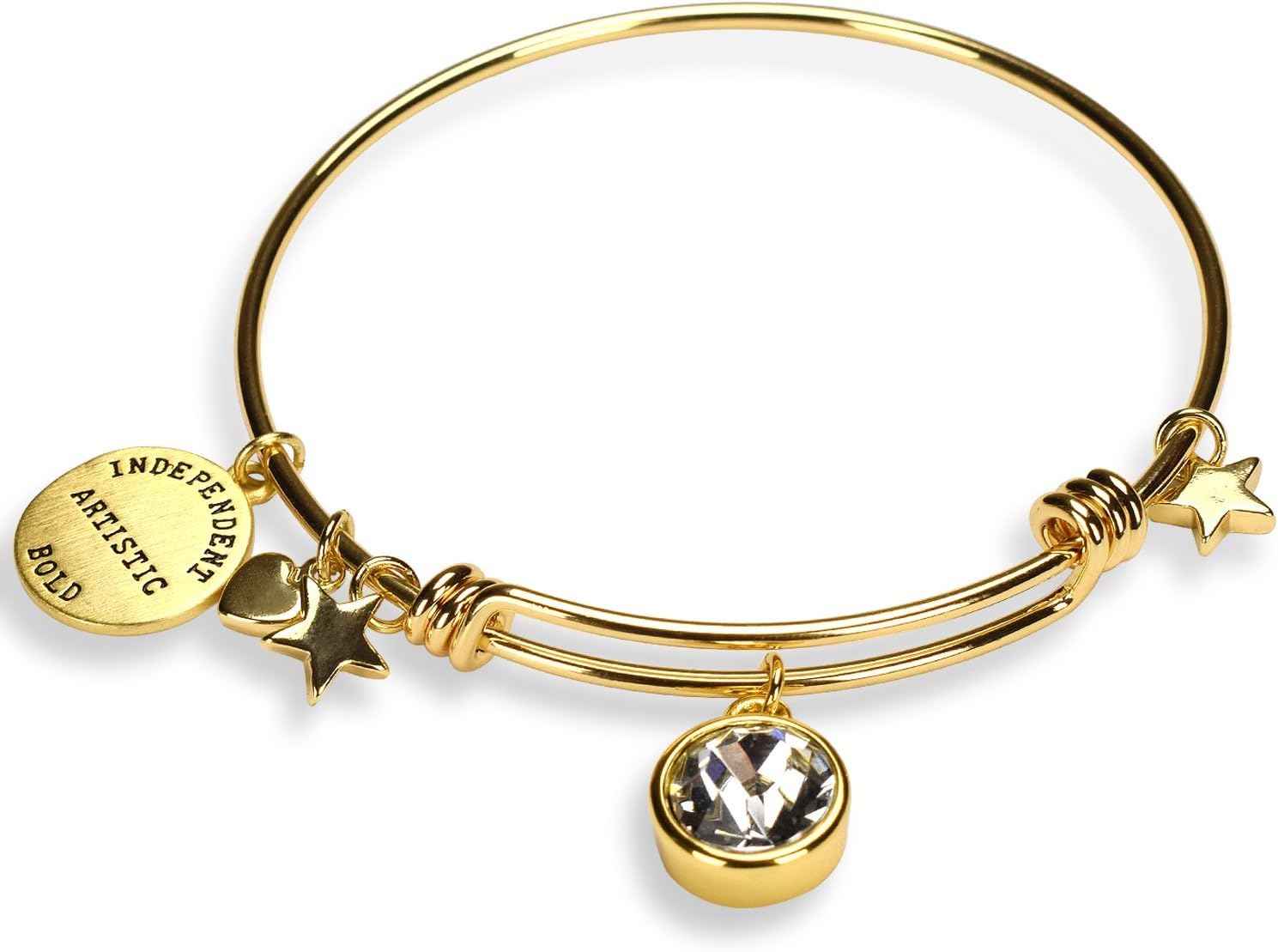 Miraclelove Birthstone Charm Expandable Bangle Bracelets for Women, Mother's Day Jewelry Gifts