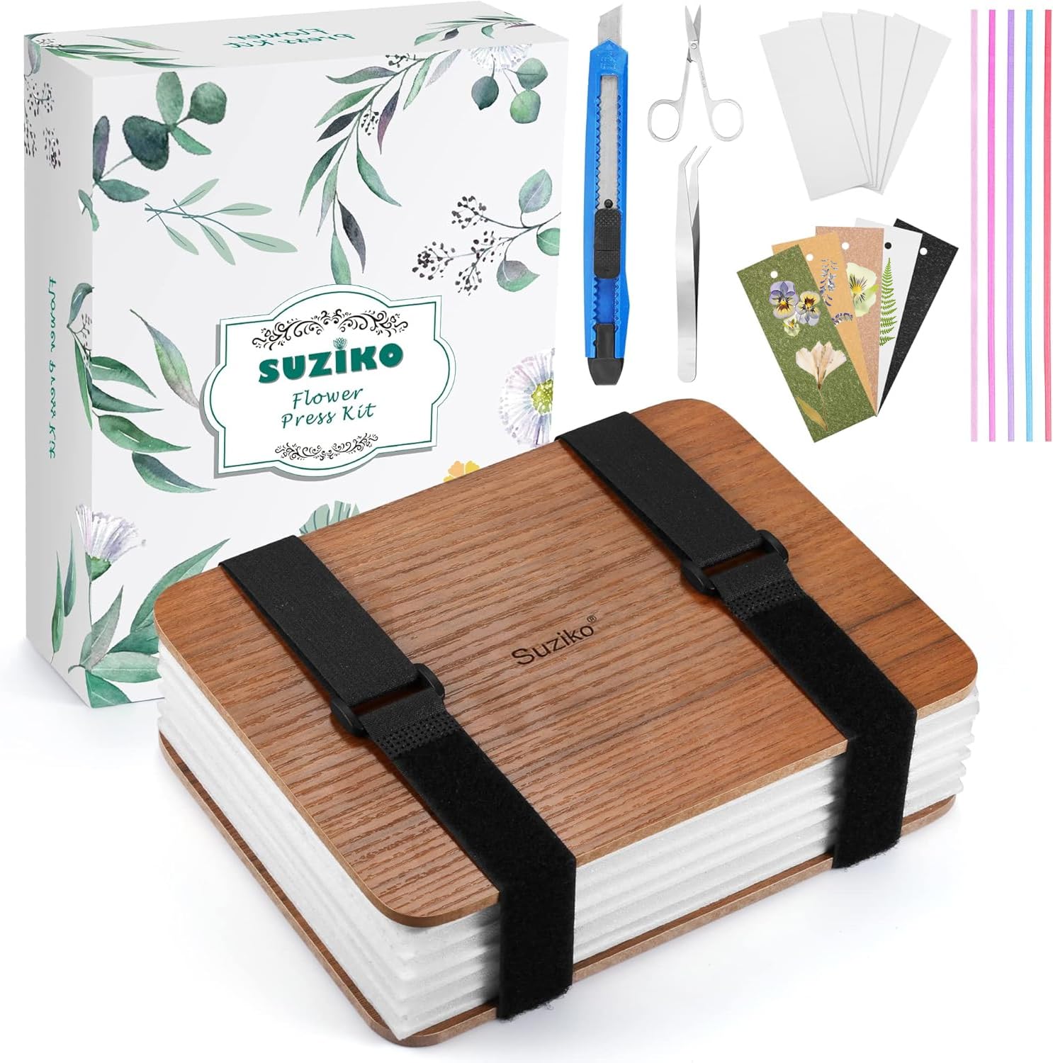 Suziko Professional Flower Press Kit - Flower Preservation Kit 6 Layers 6.3 x 8.3 inch for Adults Kids-Great Gift for Arts & Crafts Lover (Brown)