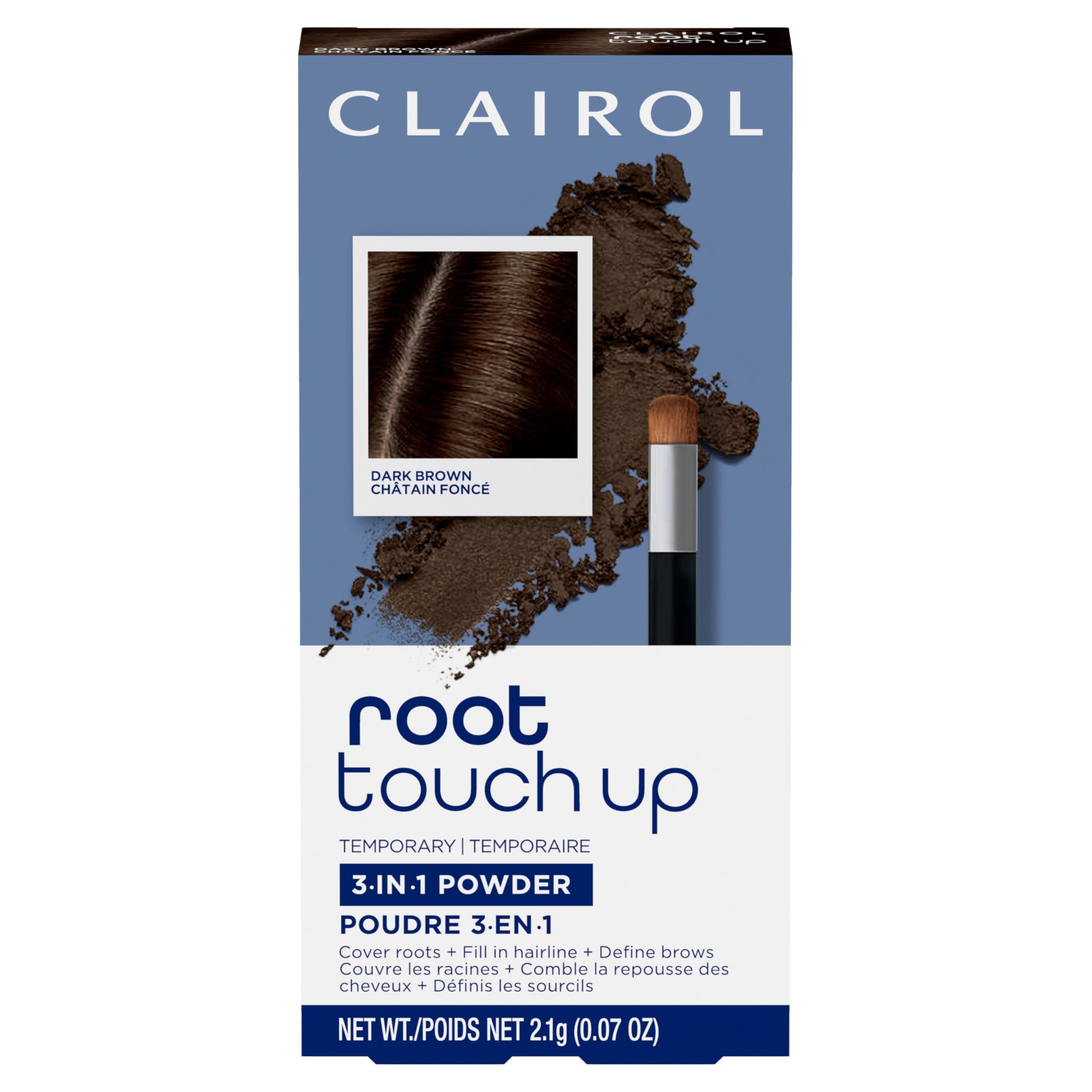 Clairol Root Touch-Up Temporary Concealing Powder, Dark Brown Hair Color, 1 Count