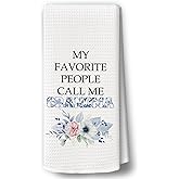 BCUANGD Grandma Gifts Kitchen Towels Decor - Grandma Gifts from Grandchildren Hand Tea Towels, Blue Floral Chinoiserie Gift for Christmas Dish Towel Dishcloths Decorations for Home Kitchen, 16"x24"