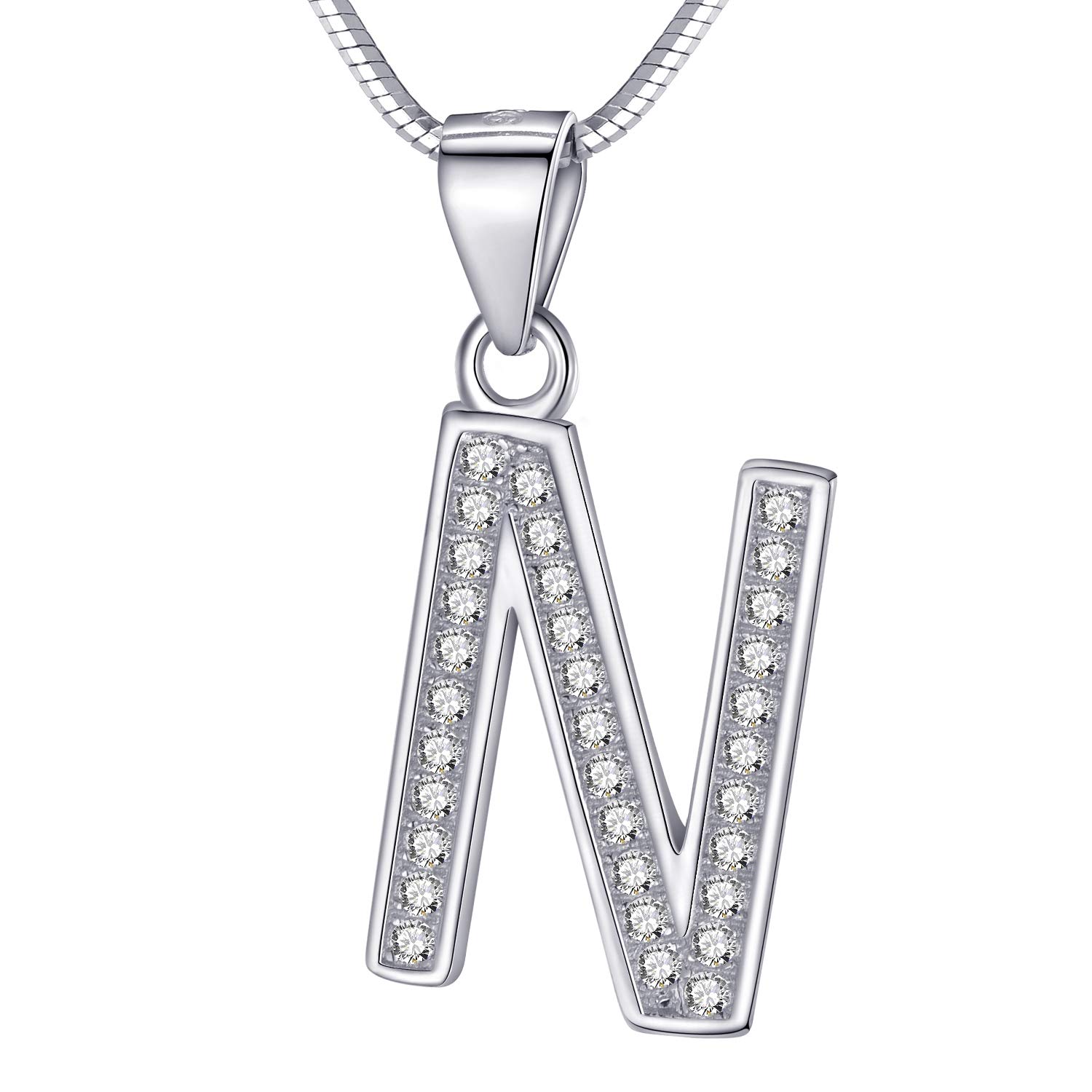 Morella Women's Letter Necklace Necklace and Pendant Letter N - 925 Sterling Silver Rhodium Plated – 45 cm Long — image 1