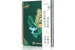 JUBTIC Hardcover Address Book with Alphabetical Tabs, Spiral Bound Address Book with Refillable Pages Medium Telephone Book incl. Address, Password, Tel, Email, Important Date for Home Office - Green