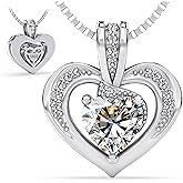 Moissanite Heart Necklace - 925 Sterling Silver Necklaces for Women | Birthday Gifts for Women, Christmas Gifts for Her, Jewelry Gift for Wedding, Anniversary, Valentine's Day Gift for Wife