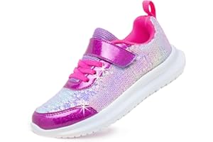 Toandon Little Girls Kids Sparkle Glitter Sequins Lightweight Sneakers for 5-10 yrs