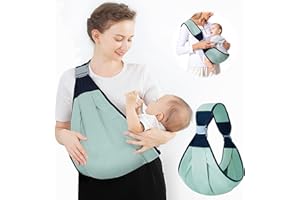 QETRABONE Baby Sling Carrier, Adjustable Baby Holder Carrier, Baby Half Wrapped Sling Hip Carrier, One Shoulder Labor-Saving, Cloth Fabric Lightweight Baby Carrier for Newborn to Toddler Up to 45 lbs (Green)