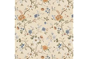 DacaiCloth Vintage Floral Peel and Stick Wallpaper, Self-Adhesive Removable, Blue flowers with sage green leaves, for Home Be