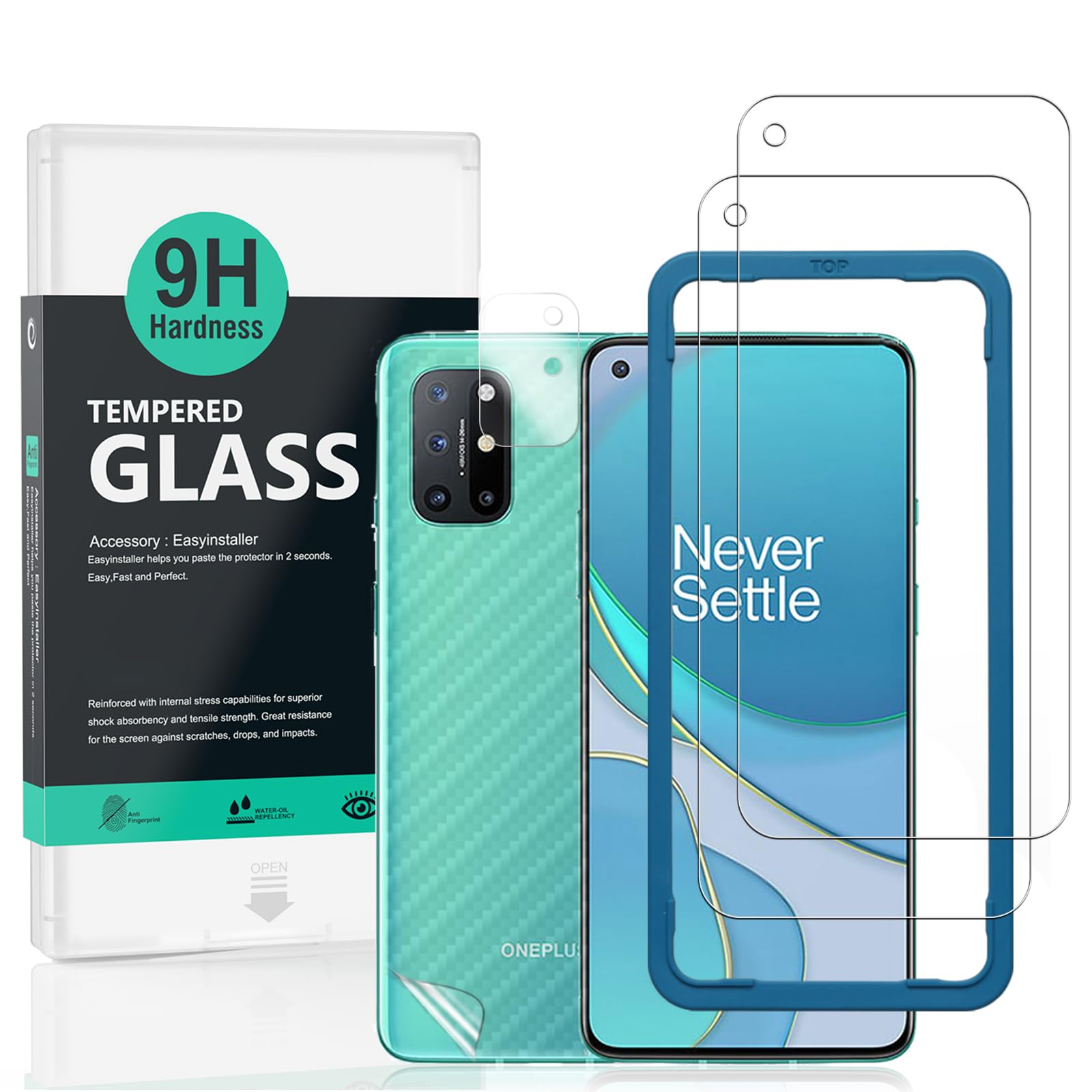 Ibywind 2 Pack Screen Protector For OnePlus 8T,9H Hardness Tempered Glass,With 1Pc Camera Lens Protector,Easy to Install
