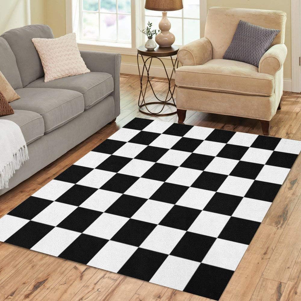 Rug Chess Board Checker Board in Black 