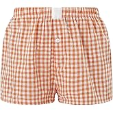 NUFIWI Women Y2K Lounge Shorts Micro Button Boxers Elastic Waist Cute Pj Bottoms Elastic Waist Baggy Boxers Shorts