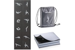 Avoalre Foldable Yoga Mat | 72"x 24"x 0.2" Extra Long Non-Slip Exercise Fitness Yoga Mat Workout for Women Men | Eco-Friendly High Density 5mm Thick Print Pilates Mat with Carrying Bag for Travel