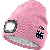 ATNKE LED Lighted Bluetooth Beanie Hat,USB Rechargeable 4 LED Wireless Run Headlamp Lined Fleece Cap for Men and Women