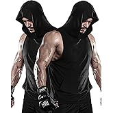 DRSKIN 2 or 1 Pack Men's Hooded Tank Tops Bodybuilding Muscle Cut Off T Shirt Sleeveless Gym Training Hoodies Workout Dry