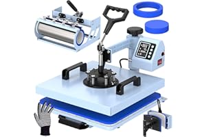 ENJOYCOLOR Pro 15x15 Heat Press with 30 OZ Tumbler Attachment, 5in1 Combo Tumbler Heat Press for T-Shirts, Tumblers Glass Cans Mugs Hats, and Plates