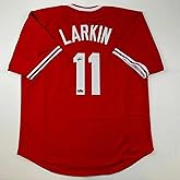 Facsimile Autographed Barry Larkin Cincinnati Red Reprint Laser Auto Baseball Jersey Size Men's XL