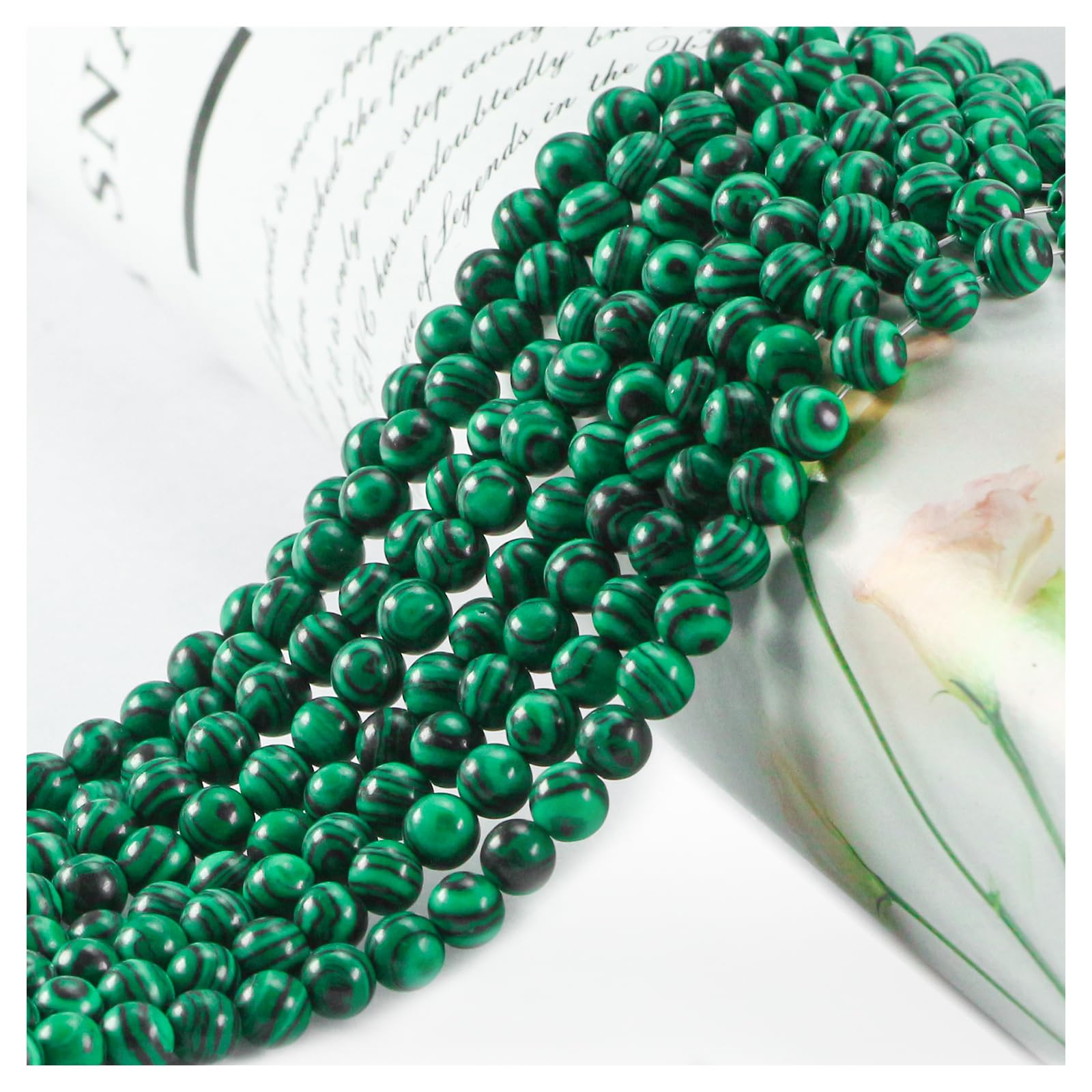 Ouubuuy Malachite 6mm Round Crystal Beads, 60pcs, Green — image 1