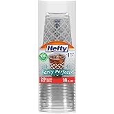 Hefty Party Perfect Clear Plastic Cups, 18oz, 20ct | Clear Disposable Party Cups, Premium Upscale Look, Shatter Resistant, Easy Cleanup, Recyclable, Great for Large Gatherings