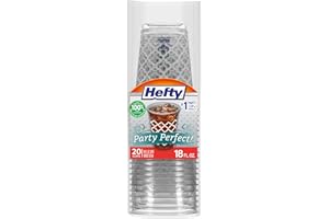 Hefty Party Perfect Printed Clear Plastic Cups, 18 Ounce, 20 Count