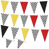 Hahafelt 131 Feet Racing Car Flag Pennant Banner Decorations,Classic Color | 4 Pcs Truck Fabric Triangle Flags Bunting Garland Streamer DIY String Hanging Racing Birthday Party Decoration Indoor Outdoor