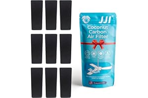 JJI Ceiling Fan Filter - Coconut Carbon Ceiling Fan Air Filter - Ceiling Fan Blades Shape Design - Easily Sticks on Ceiling Fan Blade Top (9 Pack)
