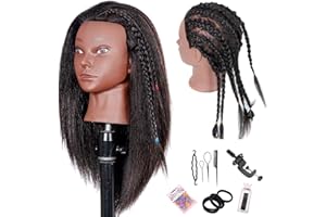Depaajk Mannequin Head Human Hair, Manikin Head with 100% Human Hair Cosmetology Doll Head for Hairdresser Practice Braiding Hair Styling with Table Clamp Stand and Tools (14inch)