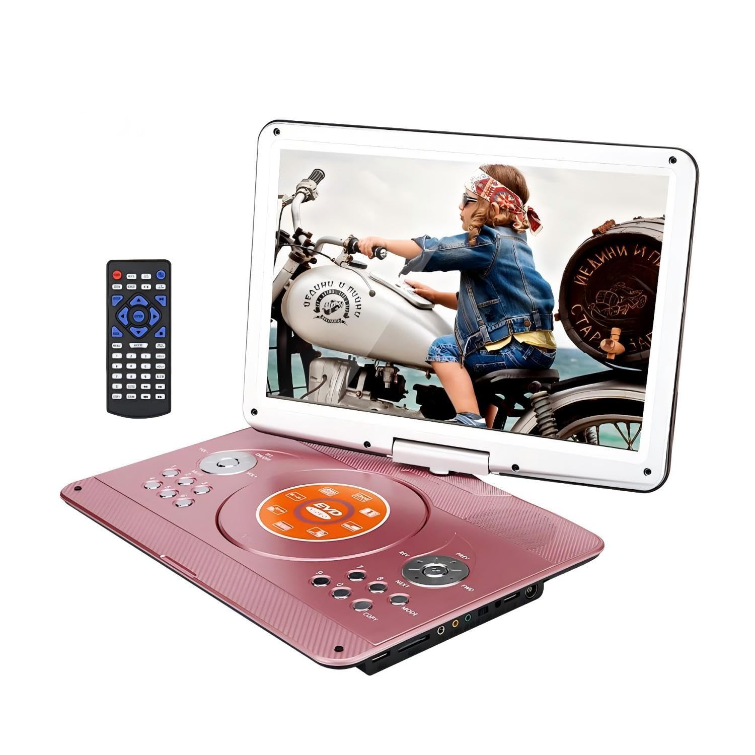 YOOHOO 14 inch Portable DVD Player with Remore Controller High Resolution Rechargeable Battery Large Size Screen DVD Player for Car (Gold) — image 1