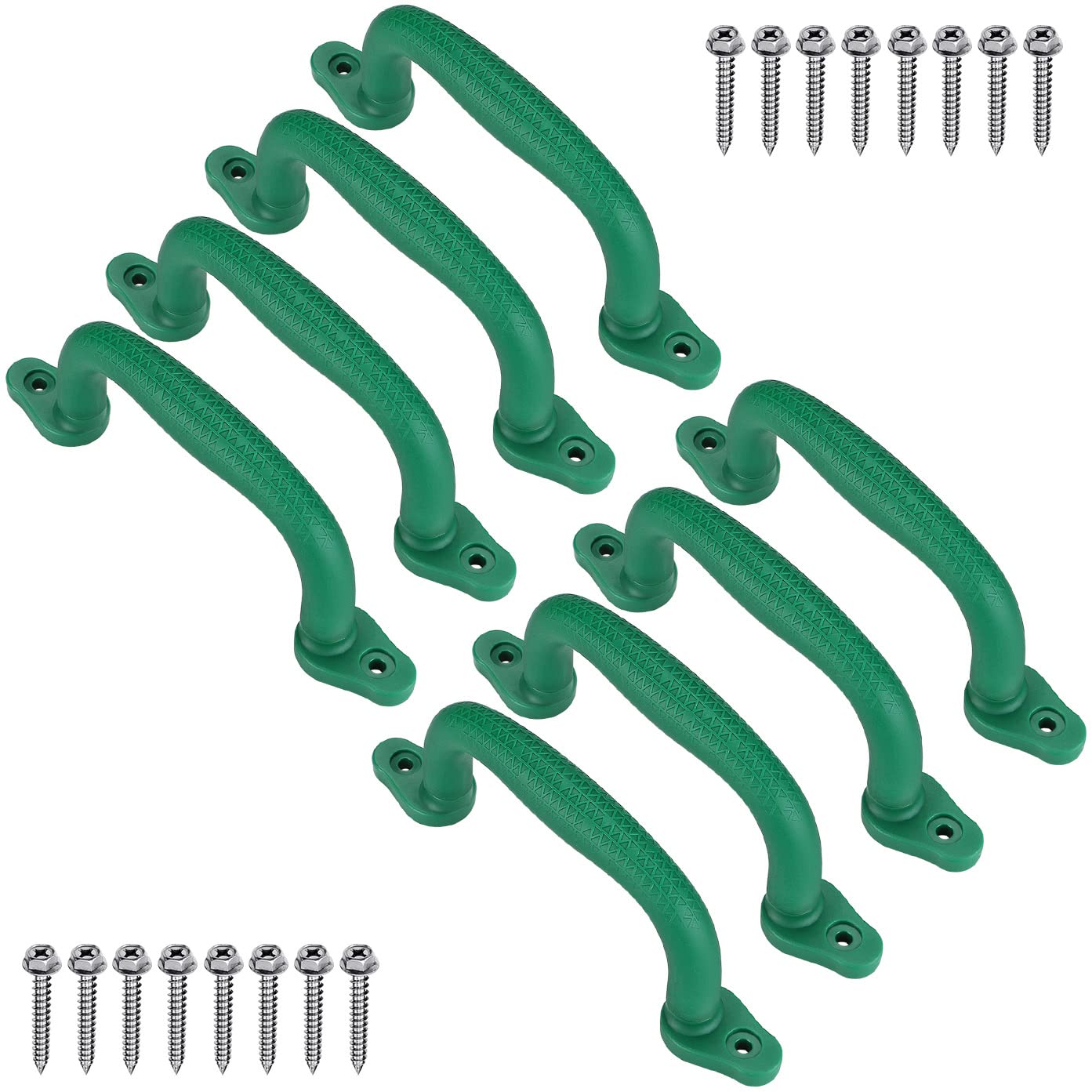 Dolibest 8 Pack Climbing Handles, 18cm Non-slip Solid Playground Hand Grips Plastic Climbing Frame Grab for Swing Set/Playset/Playhouse/Play Park/Indoor Outdoor Monkey Bars/Treehouse/Bunk Bed, Green