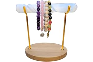 Worldly Finds Selenite Bracelet Holder Stand, Selenite Charging Healing Crystal Bracelet Display Stand, Hand-Carved Spiral Selenite Crystal Bracelet Stand for Charging and Cleansing (Large Gold Oval)