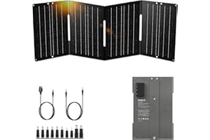 ENOFLO 60W Solar Panel Charger Solar Battery High Efficiency Camping Waterproof IP68 Solar Panel with USB and DC Outputs for Portable Power Station,Power Bank, Phone, Laptop