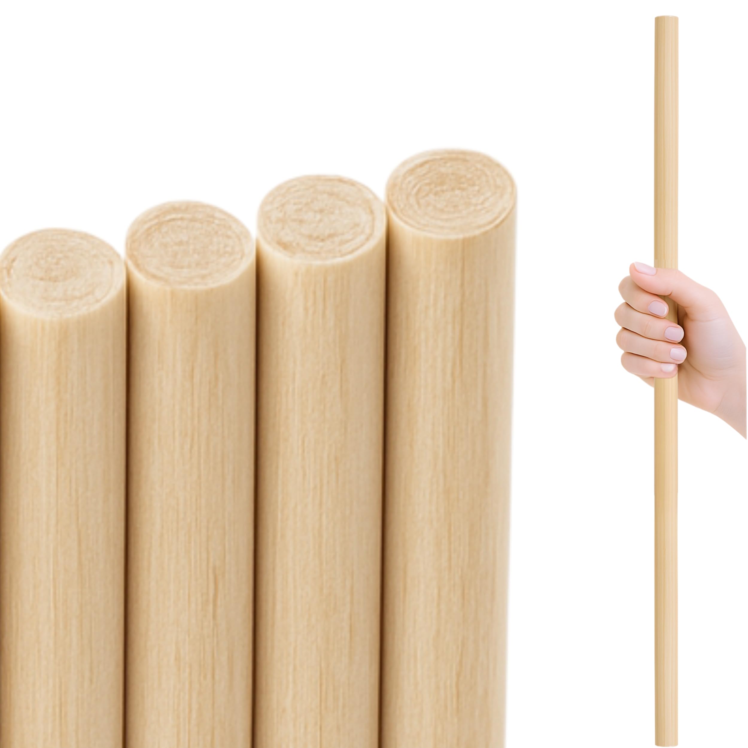 Photo 1 of 3/4 x 24 Inches Birch Dowel Rods – 4 PCS Natural Birch Wood Sticks Smooth Wooden Dowels for Crafts DIY Sticks for Crafting Projects Décor and Unfinished Wood Crafts