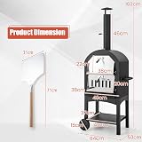 TANGZON Outdoor Pizza Oven Wood Fired with Thermometers and Cover 64x53x162cm view 8
