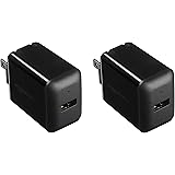 Amazon Basics 12W One Port USB-A Wall Charger (2.4 Amp) for Phones (iPhone 13/12/11/X, Samsung, and more), Pack of 2, Black
