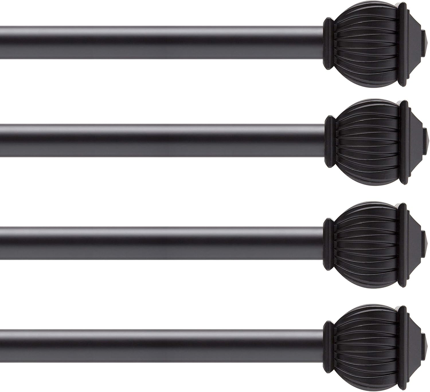 Kenney Beckett Standard Decorative Window Curtain Rod, 28-48", Black, 4 Pack: Home & Kitchen
