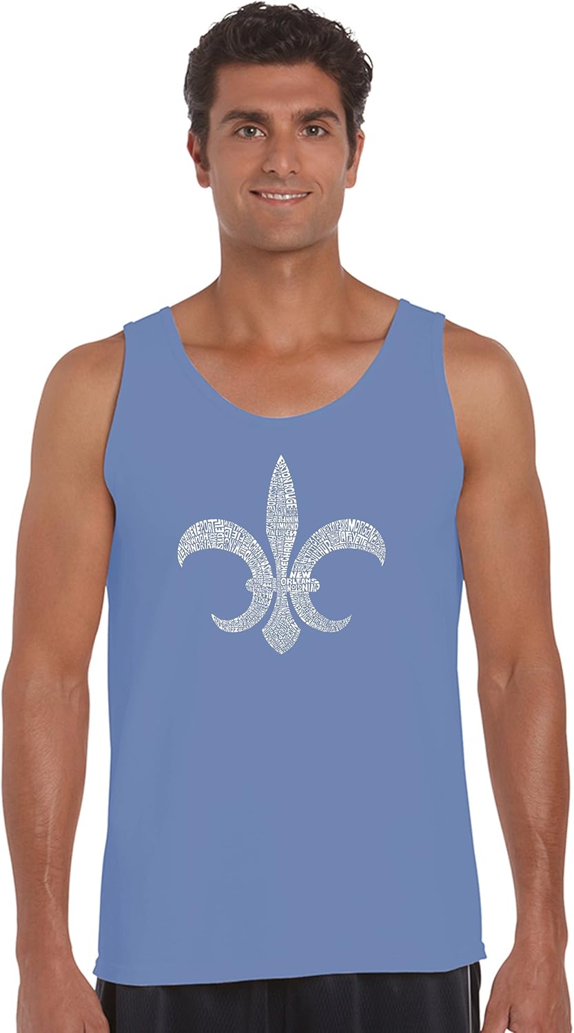 Men's Word Art Tank Top - Fleur DE LIS - Popular Louisiana Cities- LA Pop Art