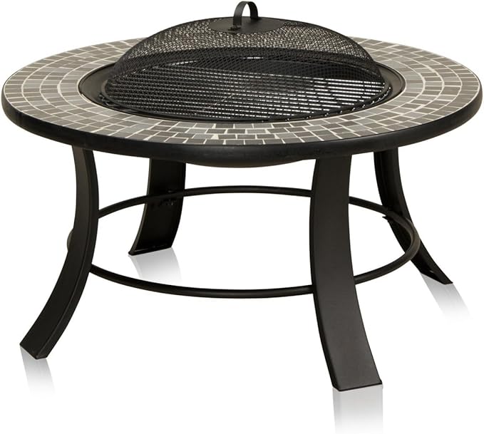 DECORAS Feuerschale Atlanta mit Mosaikmuster, 76x76x55 cm, Stahl