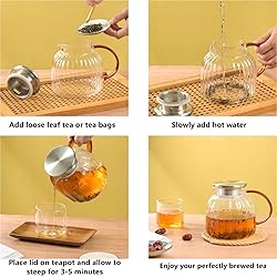 Wlasss Glass Teapot,Stovetop Safe,46.8 oz/1385 ml